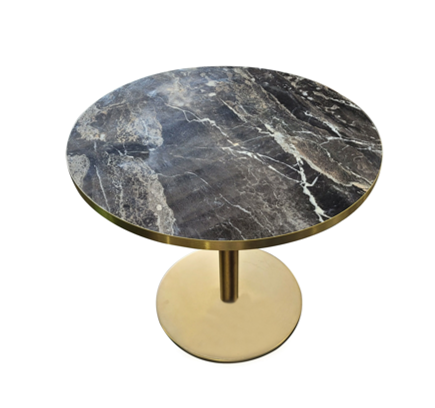 Inox Brass Low Simil Marble Top Grey