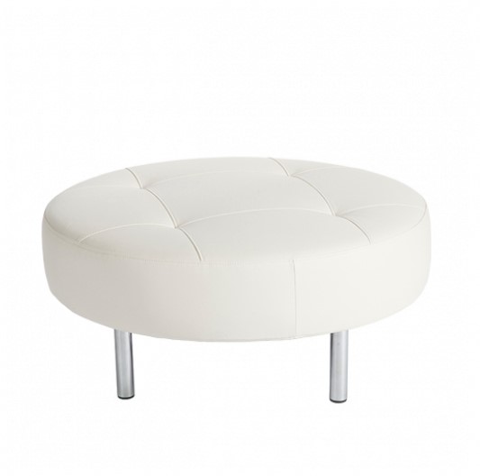 Serpentine Round Pouf White
