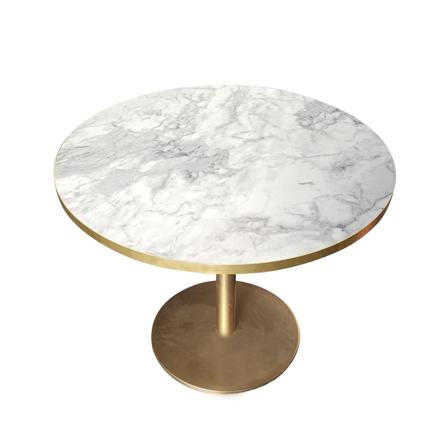 Inox Brass Low Simil Marble Top White